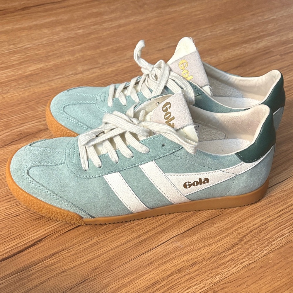 Gola Elan Green and White Nubuck Sneakers